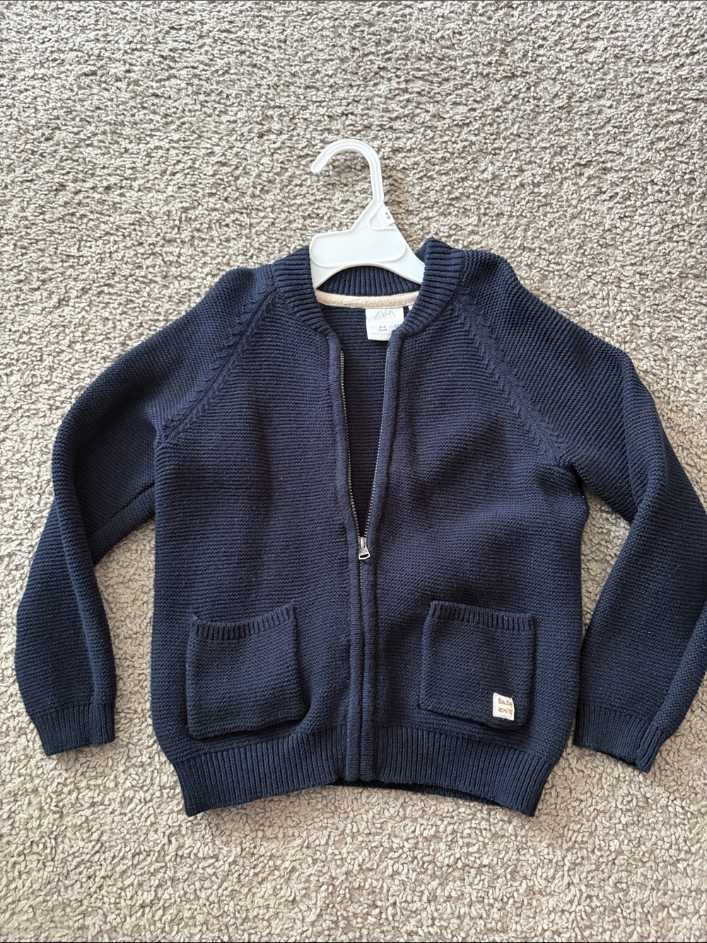 Zara Navy Knit Zip Cardigan for Kids